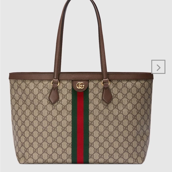 Gucci Beige and Brown Ophidia Tote - Picture 1 of 11